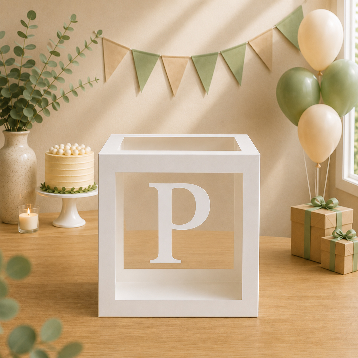 Boîte Anniversaire Transparente | Lettre Personnalisable | 25 cm