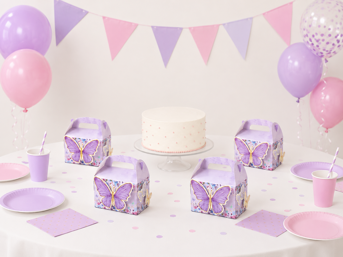 Boite à cadeau | Papillon Rose ou Lilas | Lot de 4