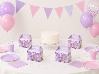 Boite à cadeau | Papillon Rose ou Lilas | Lot de 4
