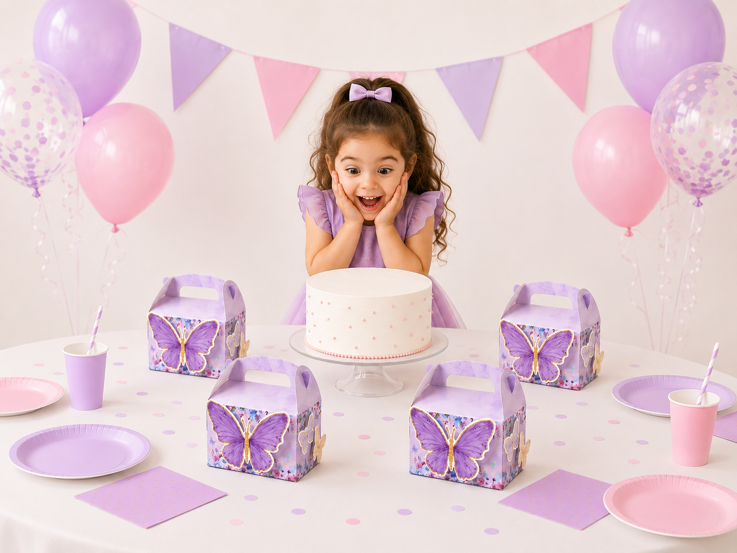 Boite à cadeau | Papillon Rose ou Lilas | Lot de 4