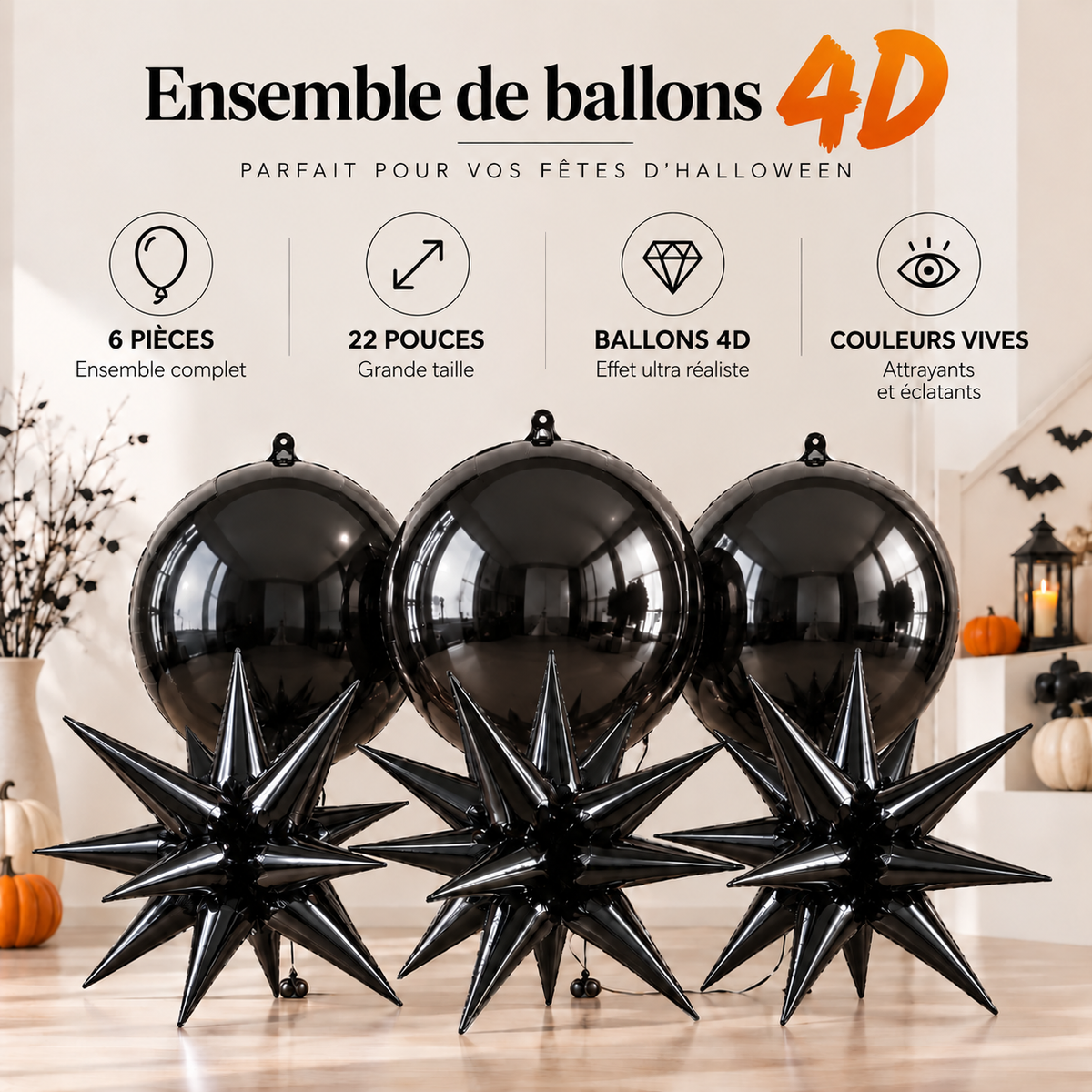 Ensemble Ballons Halloween 4D | 22 pouces