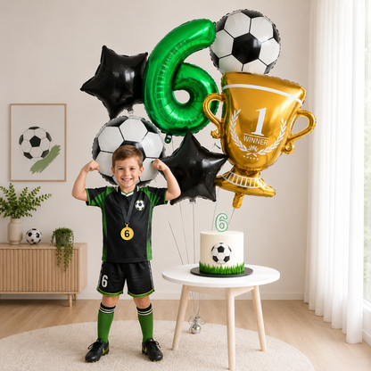 Soccer Birthday Decorations Soccer Ball Gold Trophy Red Blue Number Balloons Set Soccer Sports Theme Boy Birthday Party Decor