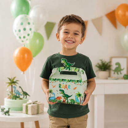Dinosaur Party Favor Boxes Roar Jungle Theme Candy Paper Treat Bags for Kids Boys Birthday Baby Shower Packaging Supplies