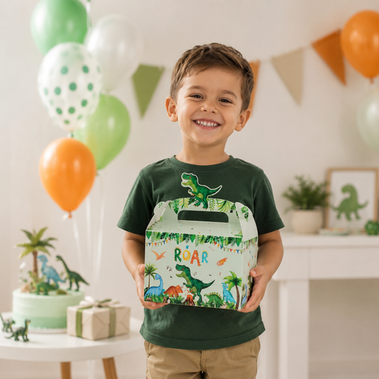 Dinosaur Party Favor Boxes Roar Jungle Theme Candy Paper Treat Bags for Kids Boys Birthday Baby Shower Packaging Supplies