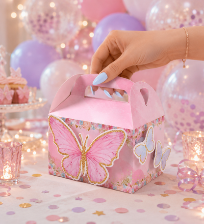 Boite à cadeau | Papillon Rose ou Lilas | Lot de 4