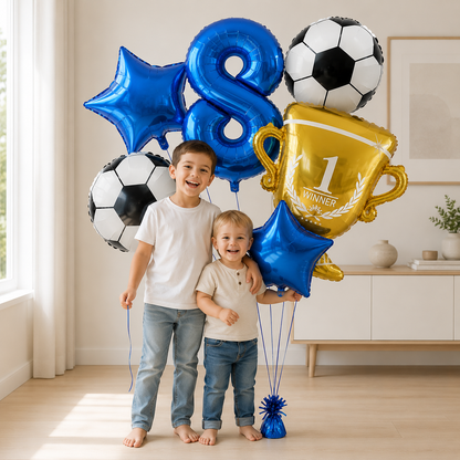 Soccer Birthday Decorations Soccer Ball Gold Trophy Red Blue Number Balloons Set Soccer Sports Theme Boy Birthday Party Decor