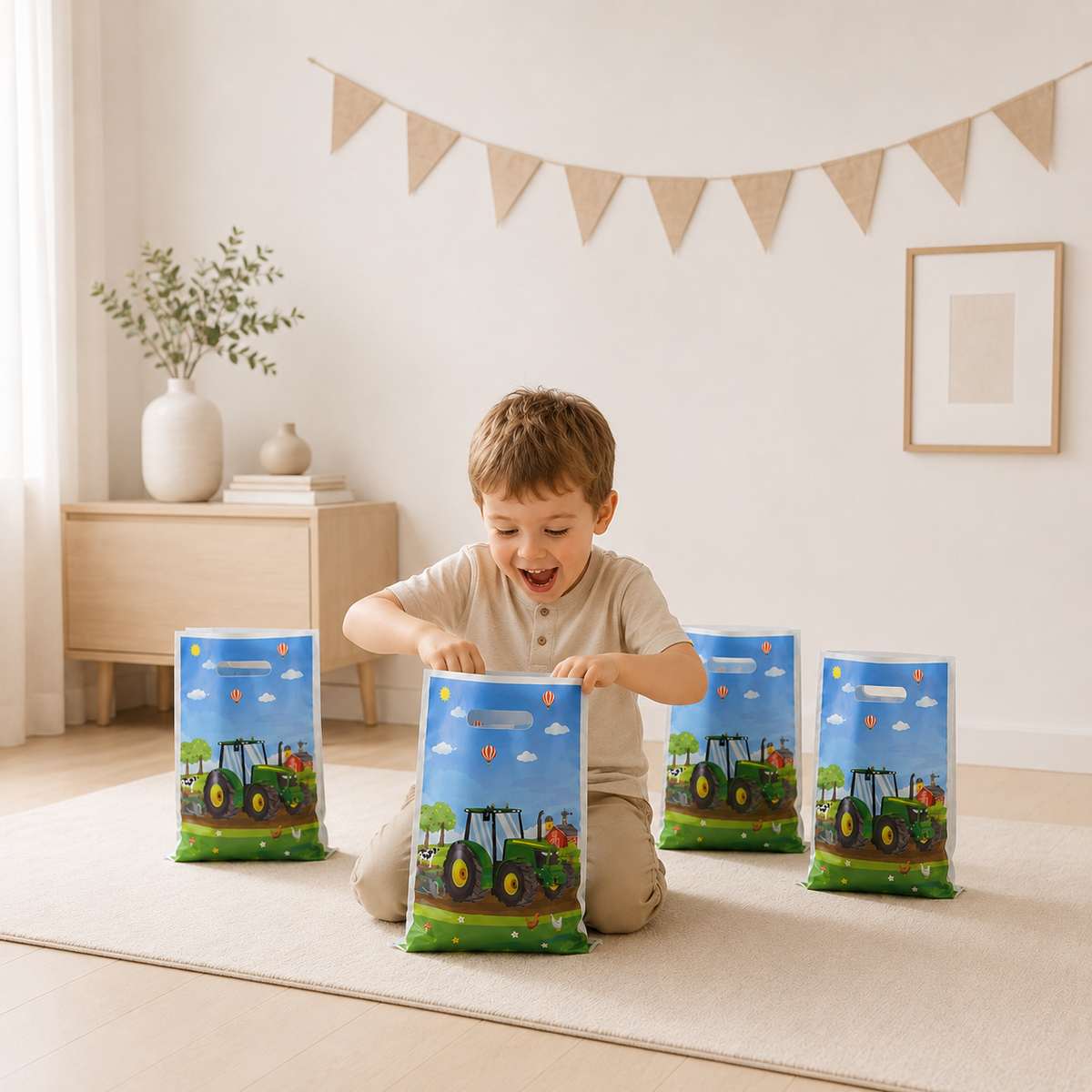 Sac cadeau anniversaire | Tracteur Vert