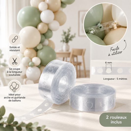 Ruban pour arche de ballons | 5 mètres | Lot de 2