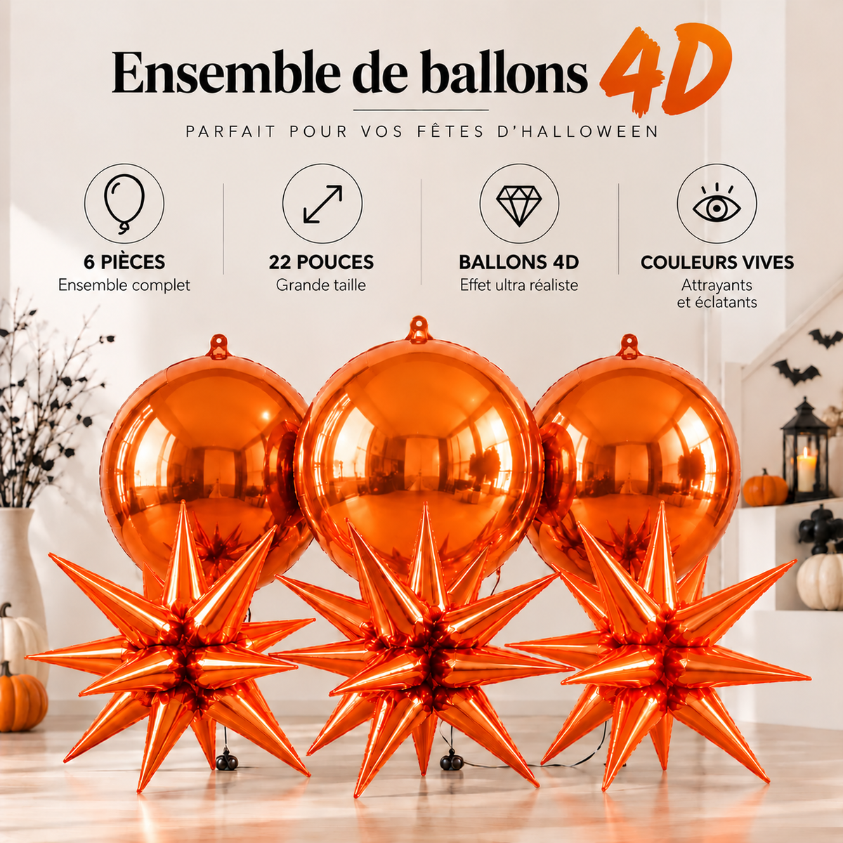 Ensemble Ballons Halloween 4D | 22 pouces