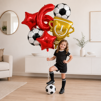Soccer Birthday Decorations Soccer Ball Gold Trophy Red Blue Number Balloons Set Soccer Sports Theme Boy Birthday Party Decor