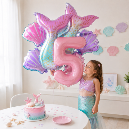 Ballon anniversaire | Sirène | lot de 7 pièces