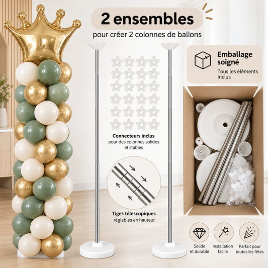 Colonnes de Ballons sur Pied | Lot de 2 | 2,13 m