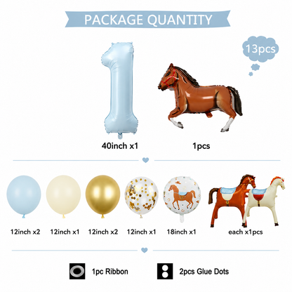 Ballon Chiffre | Décoration Anniversaire Cheval | 13 Pièces