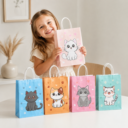 Sac en Papier Cadeau Chat | Lot de 10, 20 ou 30 Sacs