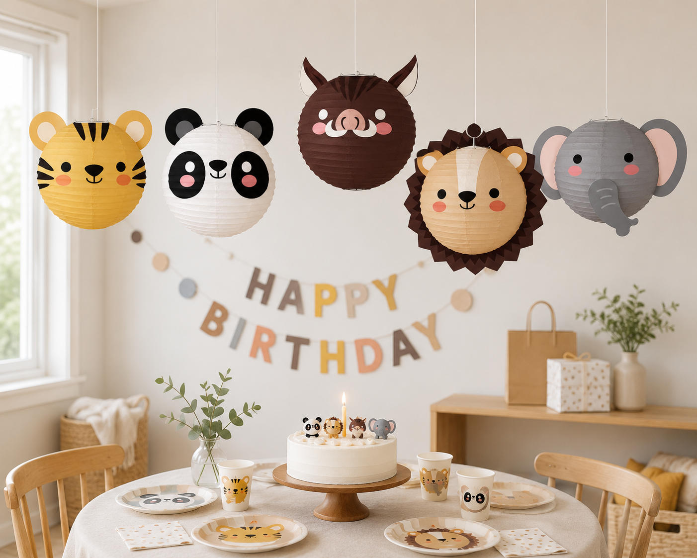 1pcs/25cm Cartoon Animal Paper Lantern Ball Lanterns Wholesale Kindergarten Handmade DIY Shop Decoration Birthday Ornaments