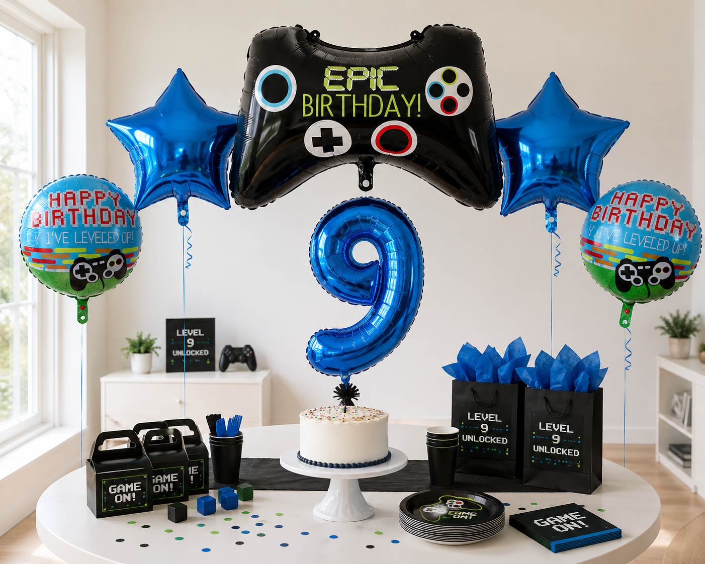 6Pcs Game Balloons Birthday Gamepad Foil Balloon Gaming Globos Number Balloon LAN Party Children's Boy Birthday Party Decoration
