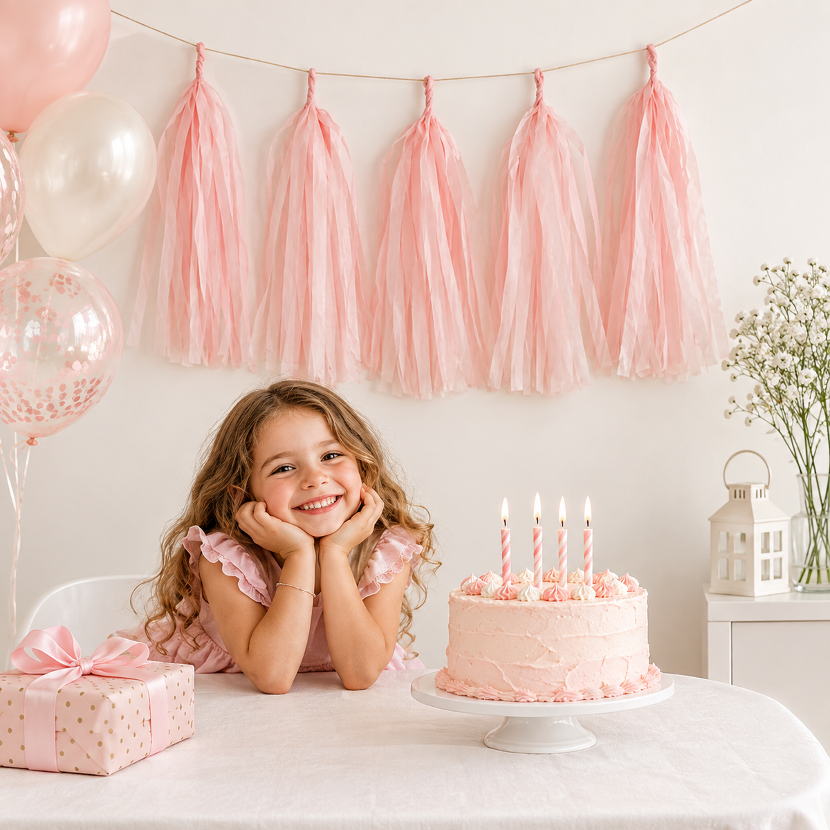 Guirlande Anniversaire à Pompons | Décoration Suspendue | 14 pces