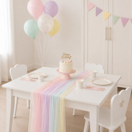 Chemin de Table Anniversaire Pastel | 75 × 275 cm