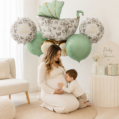 New Matte Green Pink Stroller Balloon Baby Aluminum Foil Balloon Baby Shower Decoration Balloon Birthday Gift Toys for Kids 2026