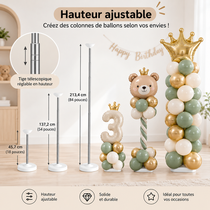 Colonnes de Ballons sur Pied | Lot de 2 | 2,13 m