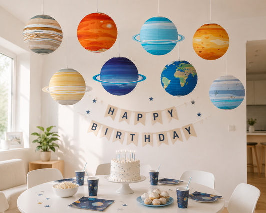 Eight Planets Foldable Birthday Paper Ball Lampion Hanging Galaxy Lanterns Space Theme Lanterns Kids Party Decor Paper Lantern