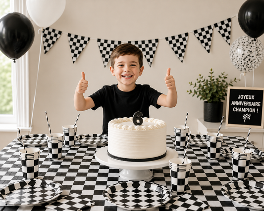 Decoration pour table anniversaire | Kit Damier 77 Pièces