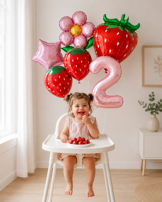 Ballons anniversaire | Thème Fraise