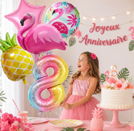 Ballons d anniversaire | Tropicale Flamant Rose