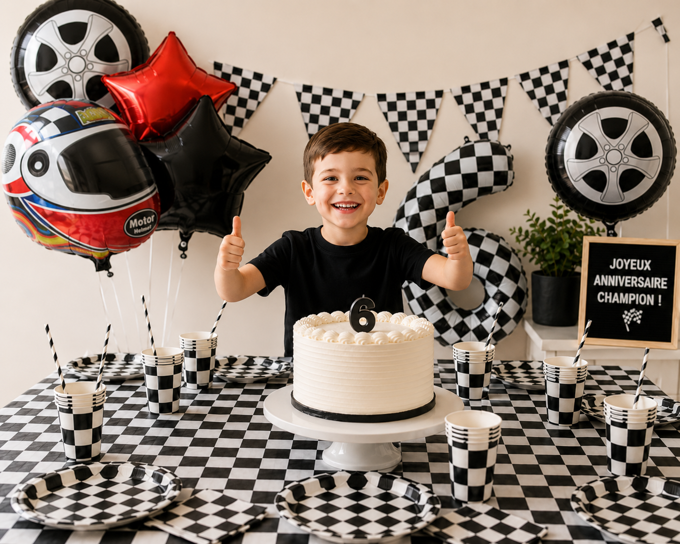 Decoration pour table anniversaire | Kit Damier 77 Pièces