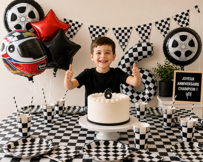 Decoration pour table anniversaire | Kit Damier 77 Pièces