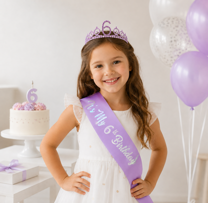 2pc/set Birthday Tiara Crown Sash Women Girls 3th 4th 5th 6th 7th 8th 9th 10th  Happy Birthday Party Favors Decorations Gift