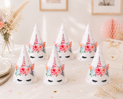 Anniversaire chapeau | Licorne Féerique | lot de 6