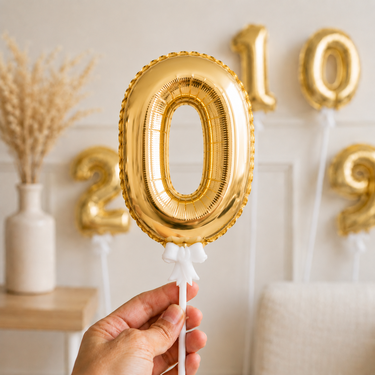 5Inch Gold Foil Number Balloons for Cake Decorations Mini Cupcake Topper Wedding Birthday Party Photo Props Supplies Number 0-9