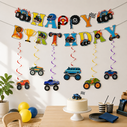 1set Monster Truck Balloons 40inch Number Balloon Set Monster Truck Birthday Balloon Baby Shower Race Car Party Decor Supplies