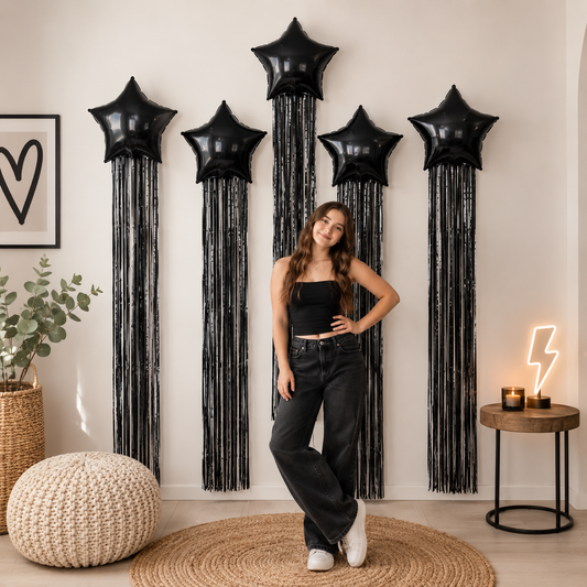 Ballon Déco Anniversaire Étoile | Rideau à Franges | Lot de 6 Pièces
