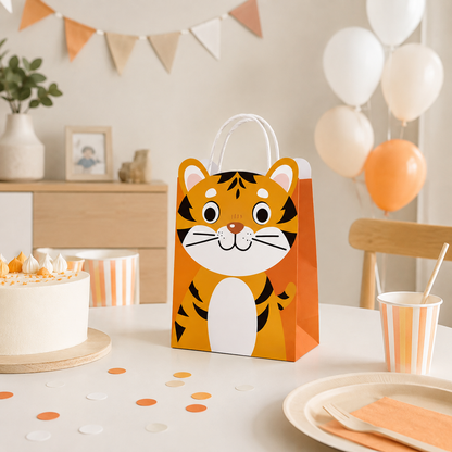 Sac Cadeau Anniversaire Enfant Tigre | Lot de 10, 20 ou 30