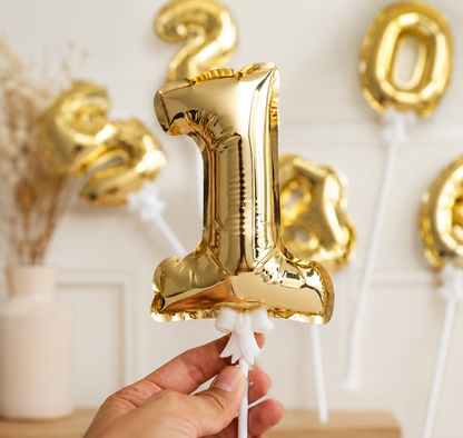 5Inch Gold Foil Number Balloons for Cake Decorations Mini Cupcake Topper Wedding Birthday Party Photo Props Supplies Number 0-9