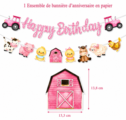 Banderol joyeux anniversaire | Thème Ferme