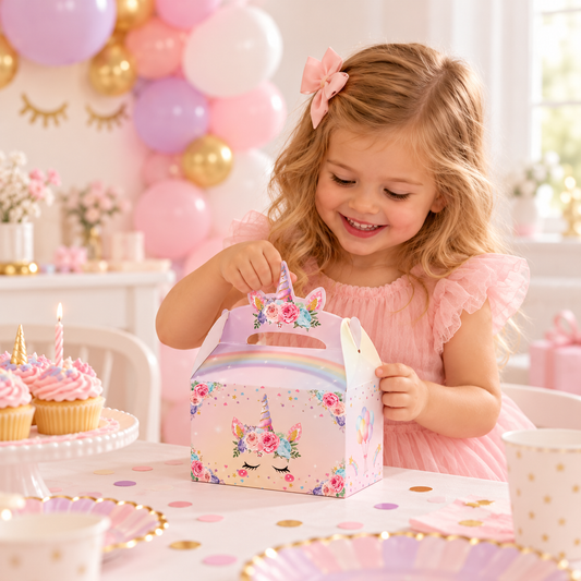 Boîte Cadeau Vide Licorne | Lot de 4