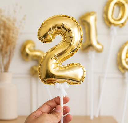 5Inch Gold Foil Number Balloons for Cake Decorations Mini Cupcake Topper Wedding Birthday Party Photo Props Supplies Number 0-9