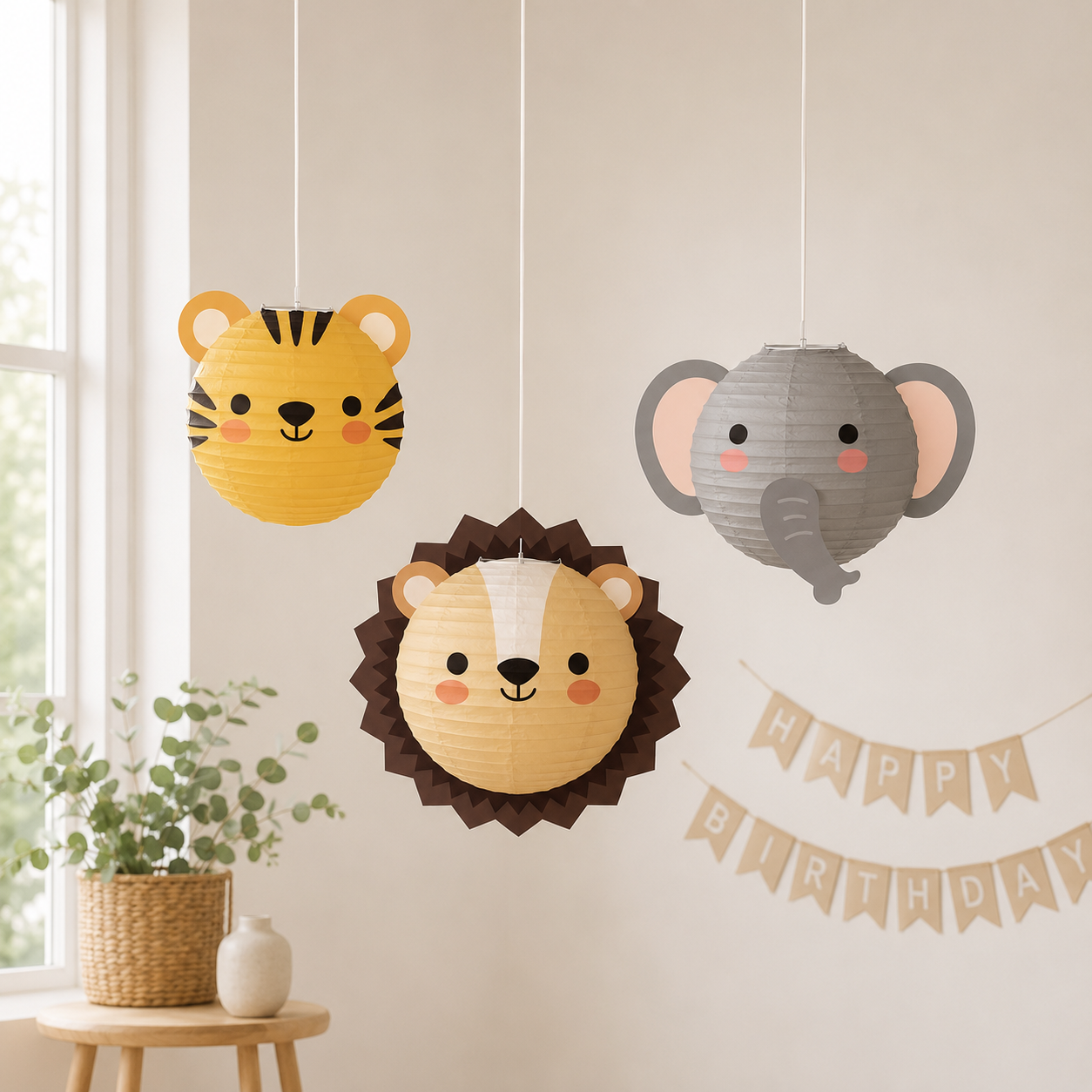 1pcs/25cm Cartoon Animal Paper Lantern Ball Lanterns Wholesale Kindergarten Handmade DIY Shop Decoration Birthday Ornaments