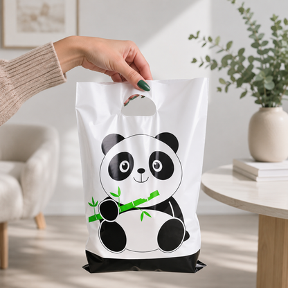 10-30pcs Panda Theme Gift Bags Kids Favors Birthday Party Decoration Plastic Loot Bags Candy Bag Cute Animals Party Supplies