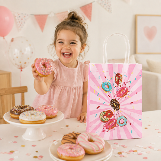 Sac Cadeau Donuts Rose | Lots de 10, 20 ou 30 Pièces