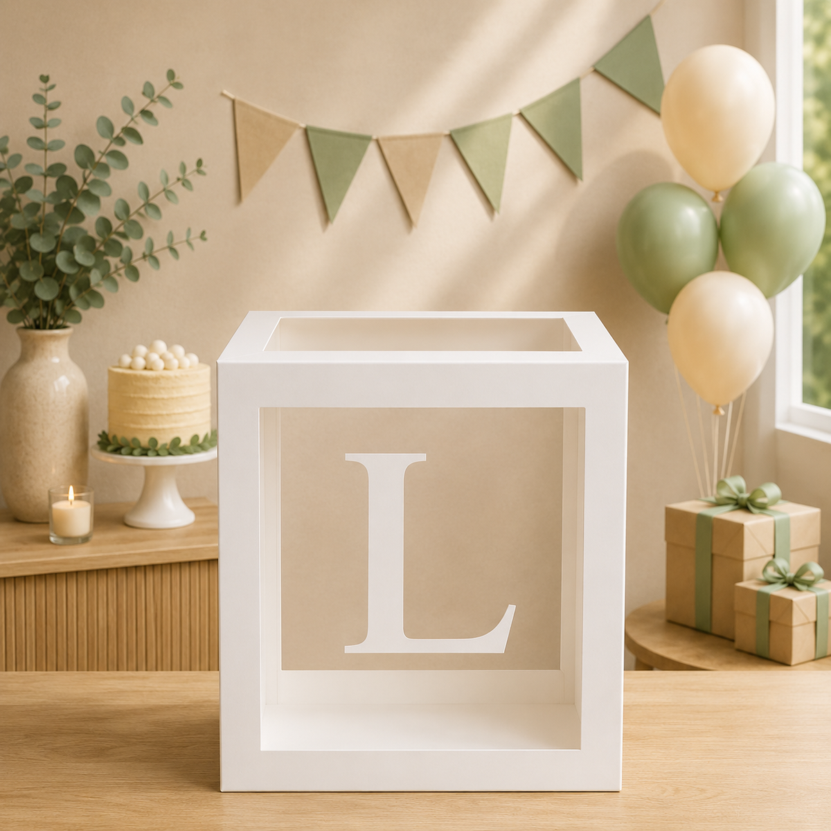Boîte Anniversaire Transparente | Lettre Personnalisable | 25 cm