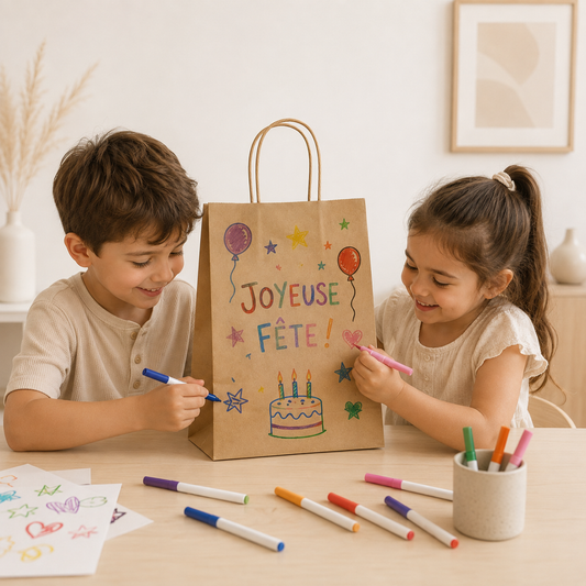 Sac Cadeau en Papier à Décorer | Lot de 10 ou 30 Sacs