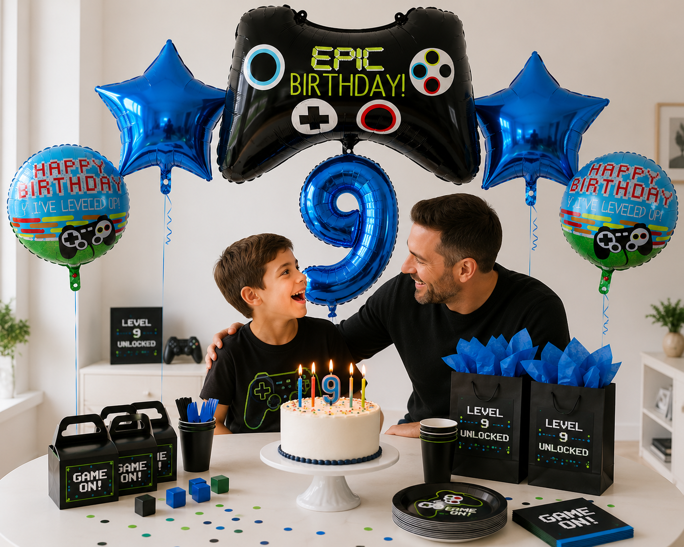 6Pcs Game Balloons Birthday Gamepad Foil Balloon Gaming Globos Number Balloon LAN Party Children's Boy Birthday Party Decoration