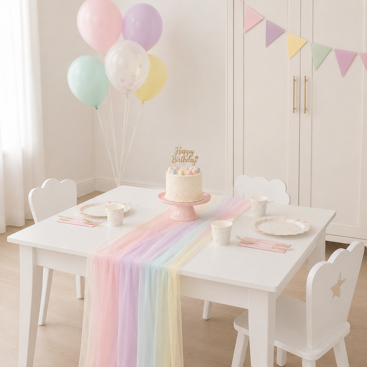 1/4PCS 75cmX275cm Rainbow Gradient Gauze Table Runner,Sheer Mesh Dining Table Decoration For Wedding Bride Shower Brithday Party