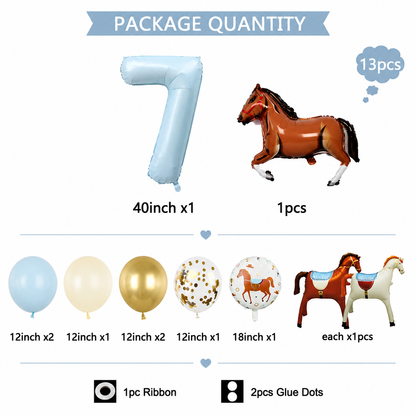 Ballon Chiffre | Décoration Anniversaire Cheval | 13 Pièces