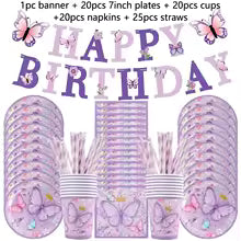 Decoration table pour anniversaire | Papillon 86 pièces