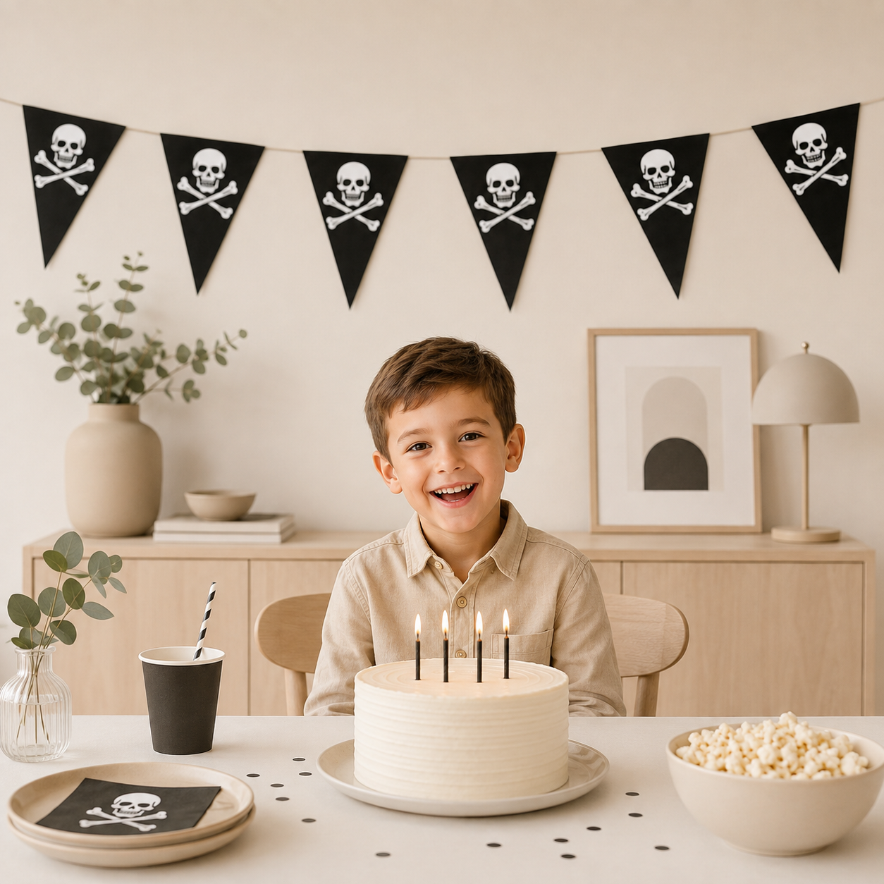 Guirlande Fanion Pirate | Fanions Noirs Anniversaire Enfant